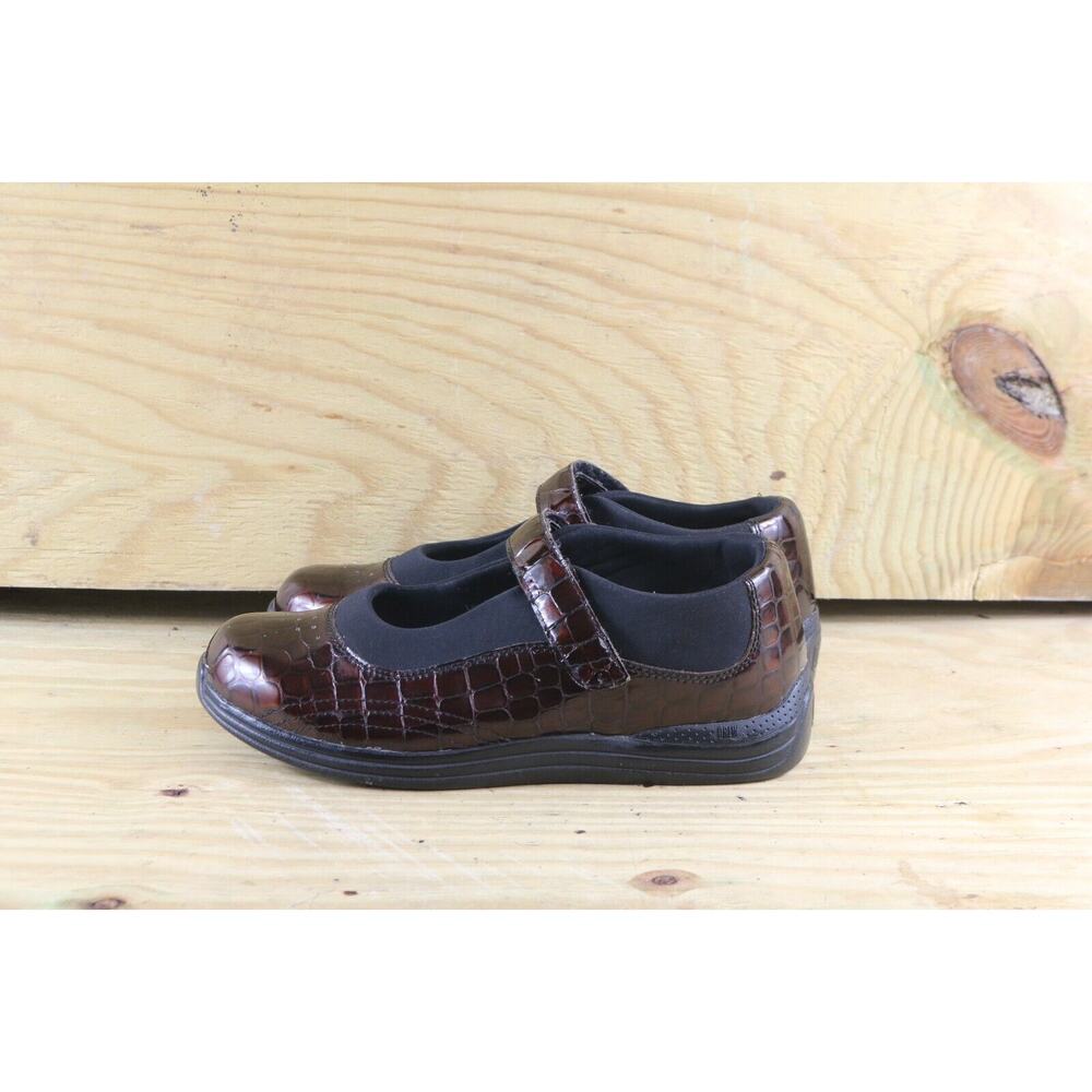 Drew Womens Shoes Sz 8W Mary Jane Leather Brown Croc Print One Strap Comfort